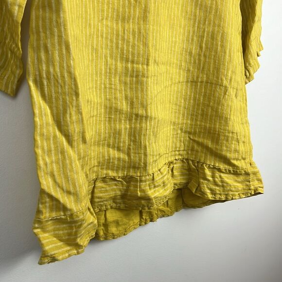 Lungo L'Arno Yellow Striped 100% Linen Tunic Top Women's Size Small - Picture 9 of 10